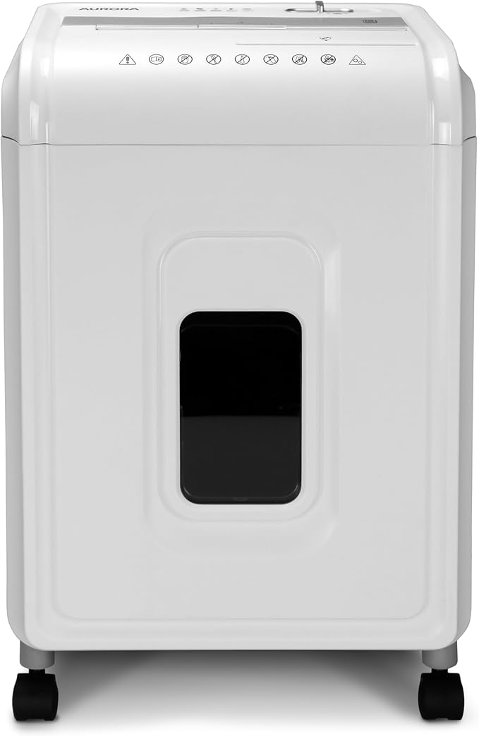 Aurora Anti-Jam 12-Sheet Cross-Cut Paper/CD and Credit Card Shredder with 4 Gallon Pullout Basket/Security Level P-4