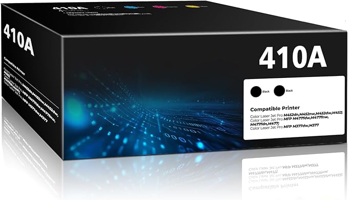 410A Toner Cartridges Color Laser Jet Pro M452 MFP M477 M377 series Compatible for HP 410A 410X Toner Cartridges 2 Pack for HP410A for Color Pro M452dw M452nw MFP M477fdw M477fnw M452dn M377dw M477fdn