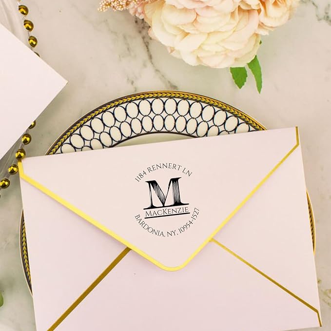 EAQ Custom Stamp Self Inking Return Address Stamp, Personalized Stamp with Text Logo | Business Logo Stamp | Address Stamp | Wedding Stamp