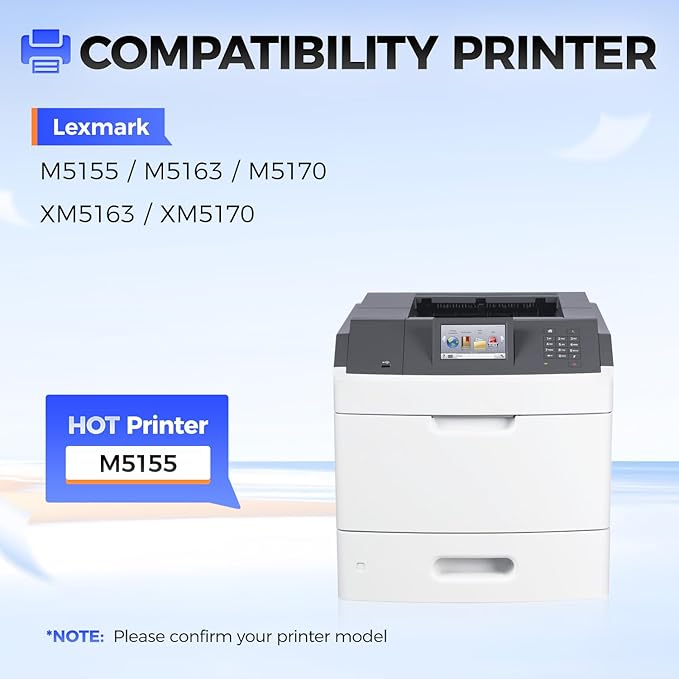 24B6015 Toner Cartridge Black with chip High Yield 1-Pack Replacement for Lexmark 24B6015 Toner Cartridges Compatible with Lexmark M5155 M5163 M5170 XM5163 XM5170 Laser Printer Ink All-in-One