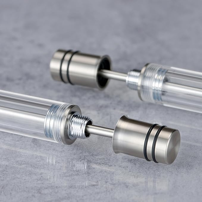Asvine V200 Titanium Fountain Pen Vacuum Filling, Germany Bock Extra Fine Nib Clear Transparent Acrylic Smooth Writing Pen Case Set