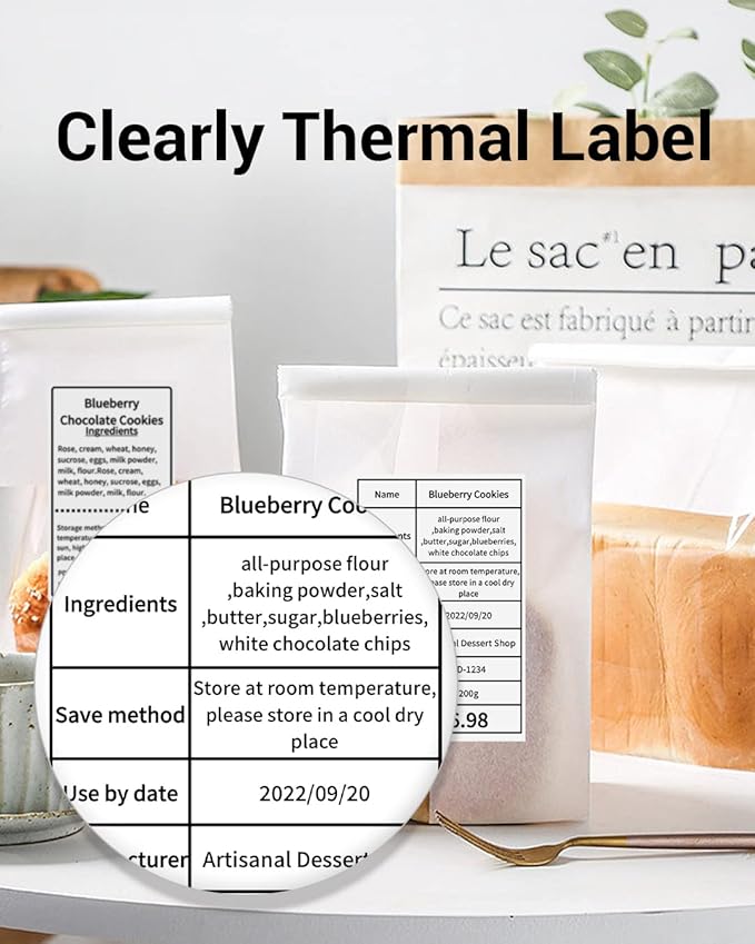 Phomemo Thermal Sticker Labels- 2.75"x1.57"(70x40mm) Thermal Label for M221/M220/M200, for Barcode/Address/Mailing/Logo/Business/Home Tag, Black on White
