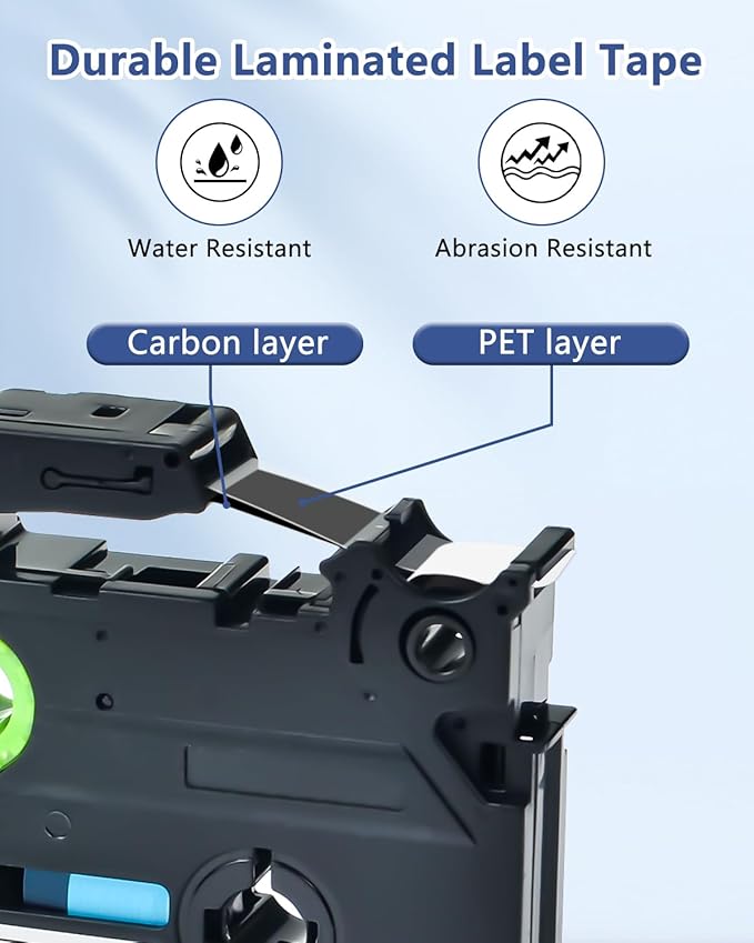 Cruxer 10 Pack Compatible for P-Touch TZe-241 TZe241 18mm 3/4" 0.7" Label Tape Black on White Tape Replacement for Ptouch PTD400AD D450 D600 PTP700 P750W PTH500LI PT1810 1880C 2730 2030 Label Maker