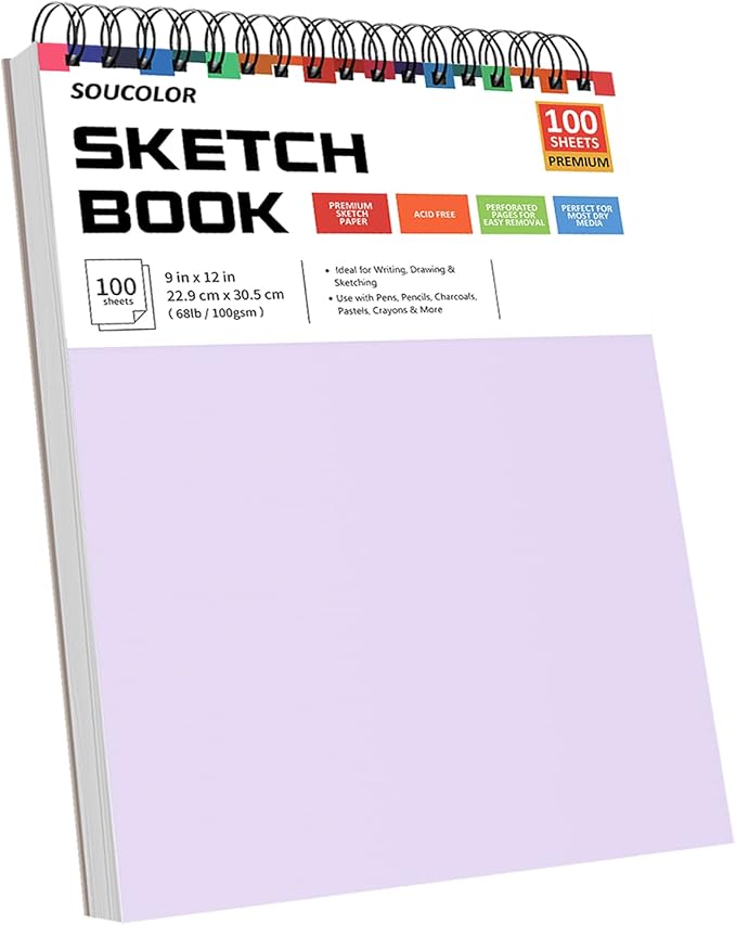Soucolor 9"x12" Sketch Book 2-Pack: Halloween & Christmas Art Supplies for Kids Ages 5-15, Teens & Adults, Creative Gift Set for Birthdays, School Projects, and All-Season Crafting