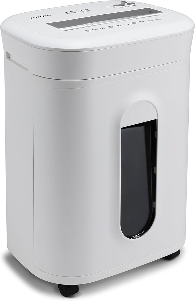 Aurora High-Security 10-Sheet Micro-Cut Paper and Credit Card Shredder with 6 Gallon Pullout Basket / 60 Mins Running Time/Security Level P-5