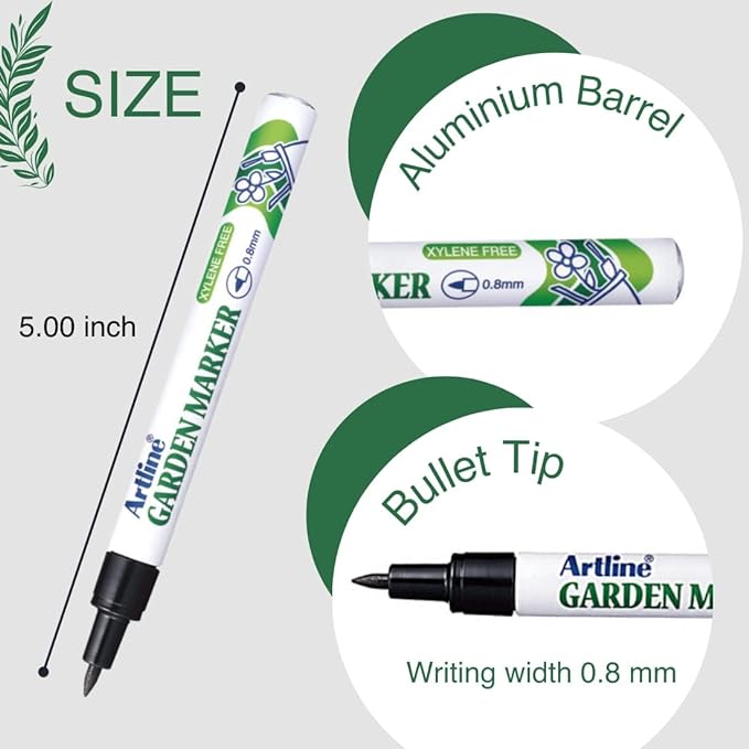 Shachihata Garden Marker, Waterproof, Permanent, .8mm Nib, Black