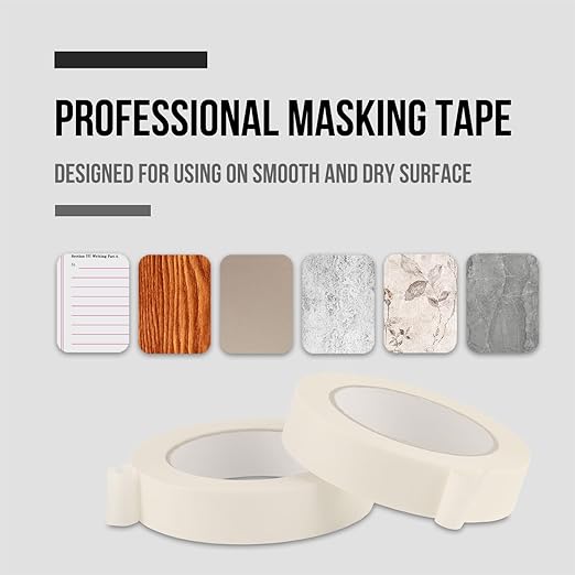Lichamp Masking Tape 1 inch, 20 Pack General Purpose Beige Masking Tape White Masking Paper, 1 inch x 55 Yards x 20 Rolls (1100 Total Yards)