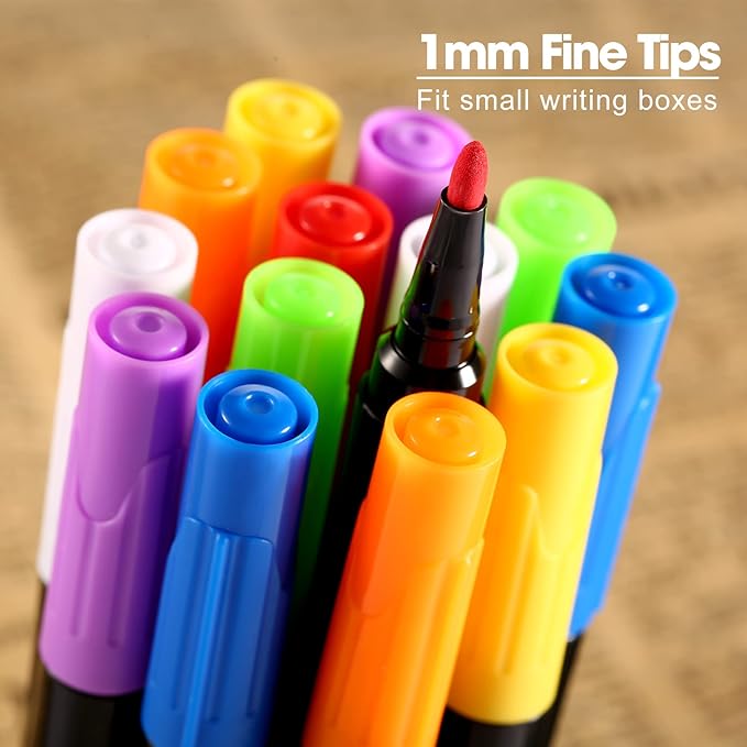 Liquid Chalk Markers for Acrylic Fridge Calendar Planning Board Clear Glass Dry Erase Board Refrigerator Whiteboard for Window/Mirror, 14 Pack, 7 Vibrant Colors, 1mm Fine Points, Easy Wet Erase