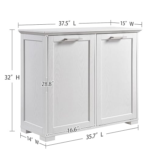 OLD CAPTAIN Double Tilt Out Trash Cabinet, Wooden Kitchen Garbage Can Free Standing Holder (White)…