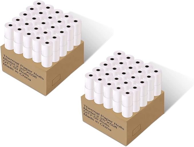 Immuson 2 1/4 x 50 Thermal Paper Receipt Rolls 2.25 x 50 ft Receipt Paper POS Cash Register Fits Credit Card Terminals Verifone (100 Rolls)