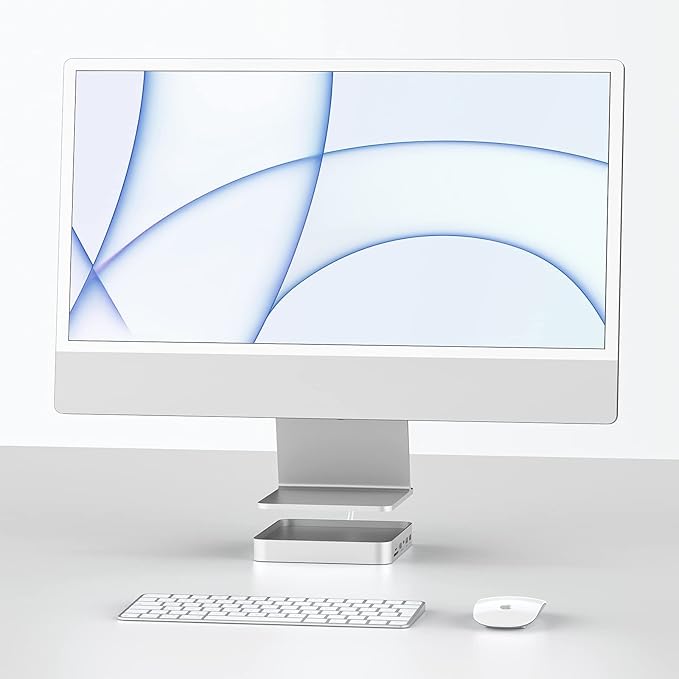 USB C HUB for iMac 24 inch 2021/2023/2024, PULWTOP USB Hub Adapter iMac Accessories for i-Mac M1/M3/M4 with USB C 10Gbps 3*USB A SD/TF, Docking Station Support Expand M.2 SSD (Not Included), Silver