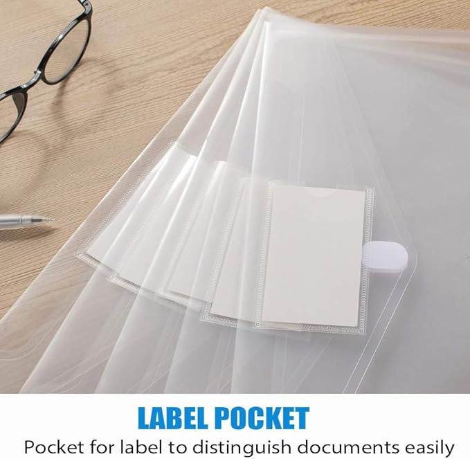 Sooez 50 Pack Plastic Envelopes File Folders, Clear