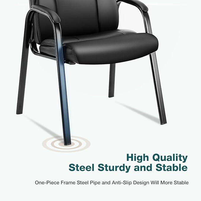 OLIXIS Waiting Room Chairs Set of 8, Leather Office Desk Reception Guest Stationary Side Chair with Padded Arms for Home Conference Lobby Area Meeting Church Medical Clinic Elderly Student