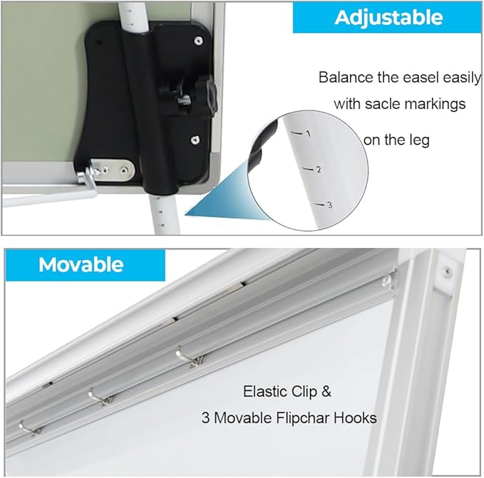 36" x 24" Magnetic Dry Erase Easel Board with Adjustable Tripod Stand – Portable Whiteboard for Office, Classroom & Presentations – Includes Flipchart Paper, Magnets & Eraser