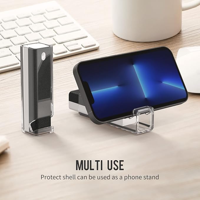 CLICK CLEAN Screen Cleaner, Fingerprint Proof Screen Cleaner Spray, All-in-One Cleaner with Microfiber and Shell for All Phones, Laptop and Tablet Screens (Black)