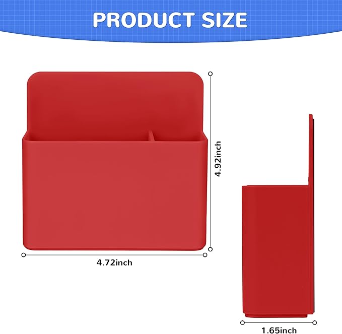 Magnetic Dry Erase Marker Holder, Magnetic Pen Marker Holder for Whiteboard, Fridge, Locker Accessories, School, Office, Home, Magnet Pen Cup,1 Pack, Red