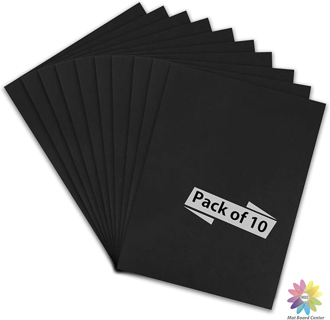 Mat Board Center, Pack of 10 Acid-Free Foam Boards, 18x24 inch Black Foam Boards, 3/16" Thick