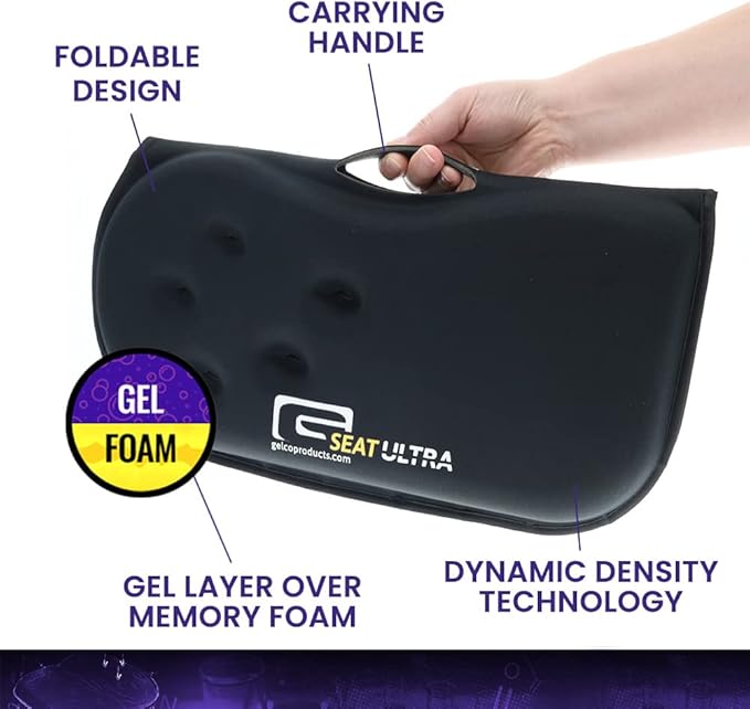 GSeat Ultra Orthopedic Gel and Foam Seat Cushion - for Coccyx, Back, Tailbone, Prostate, Postnatal, and Sciatica Pain/Discomfort - Office, Car, Chair, Travel (Cardinal Red)