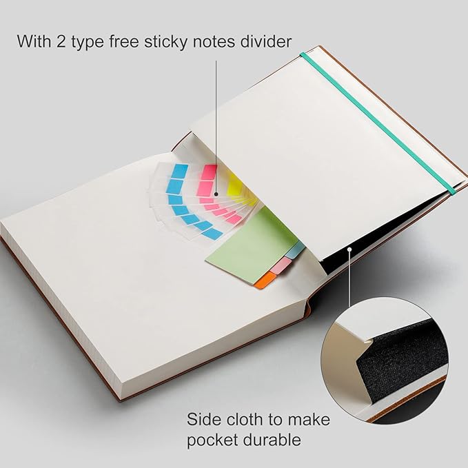 AHGXG A4 Notebooks College Ruled - 320 Pages Large Notebooks for Work, 8.5''×11'', 100gsm Thick Paper, Leather Softcover Thick Journal for Women Writing - Mint