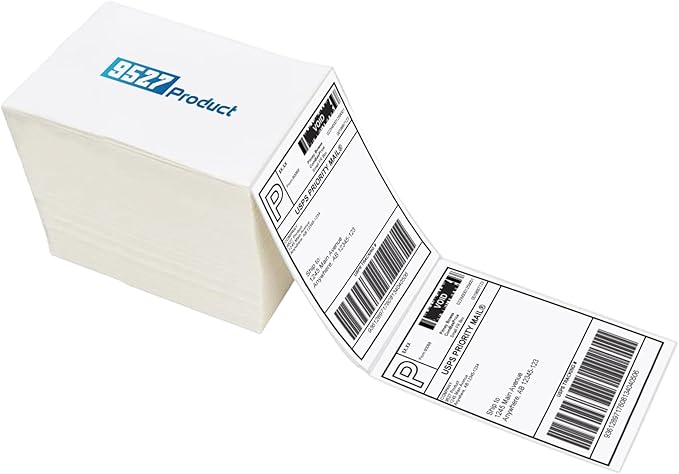 9527 Product Fanfold 4 x 6 Direct Thermal Labels White Perforated Shipping Labels, 1000 Label per Stack,1 Stack