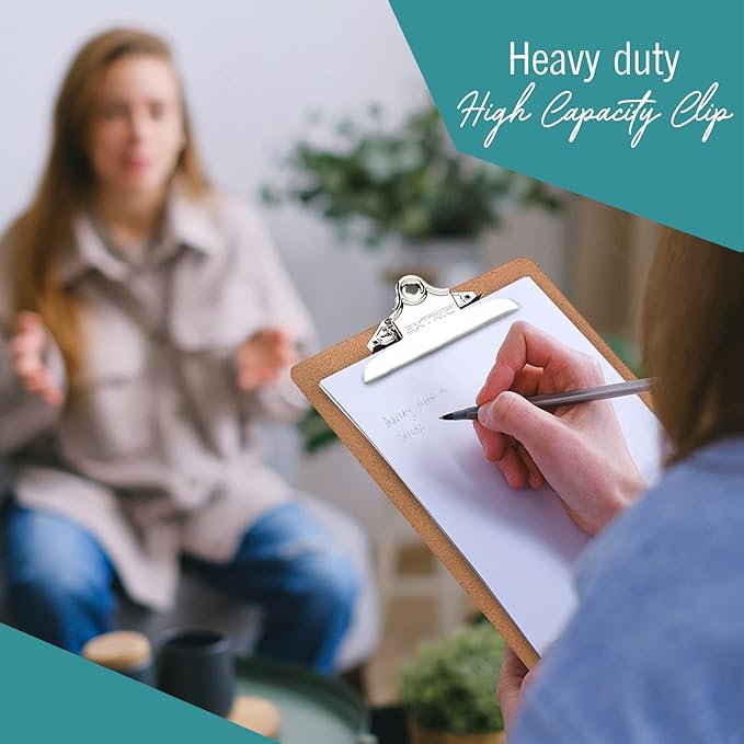 24 Clipboards Standard A4 Letter Size, 9x12.5 inch Wooden Clipboard with 6" Metal Clip, Hardboard, Fits 8.5 x 11 Inch Paper, Bulk Pack