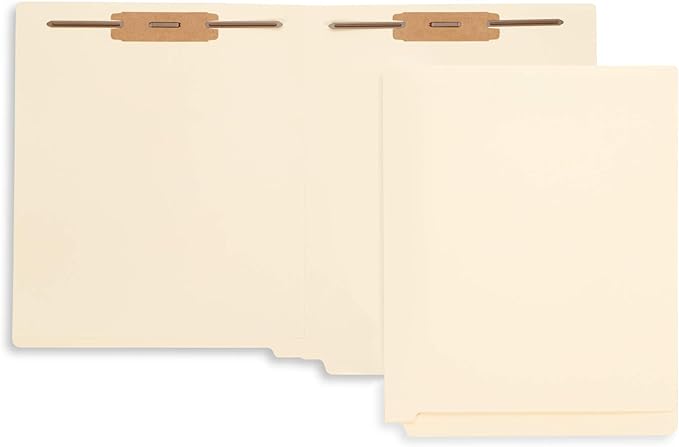 50 End Tab Fastener File Folders - Reinforced Straight Cut Tab - Designed to Organize Standard Medical Files and Office Documents - Letter Size, Manila, 50 Pack