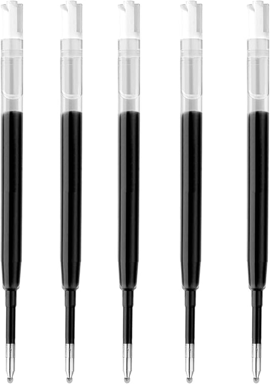DunBong G2 Gel Ink Pen Refills, for Retractable Gel Pens, Gel Ink Rollerball Pens, 0.5mm Fine Point, Pack of 5 (Black)