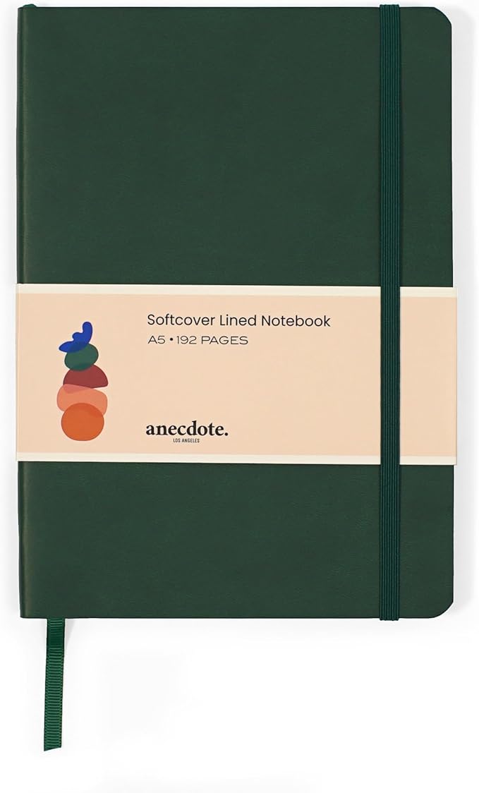 Softcover Ruled Journal with Thick 80 gsm Lined Cream Paper A5 size (8.3 inches x 5.4 inches) - Daily Writing Notebook Journal for Travel, School and Office Use - Diary Journal for Women and Men - Evergreen
