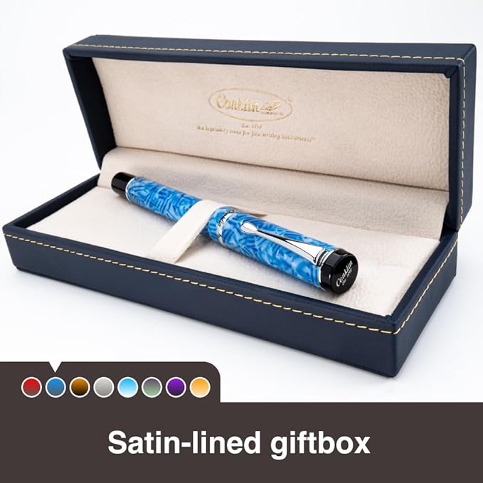 Conklin Duragraph Fountain Pen Ice Blue - Extra Fine Nib, Precision Writing Instrument with Cool Blue Finish