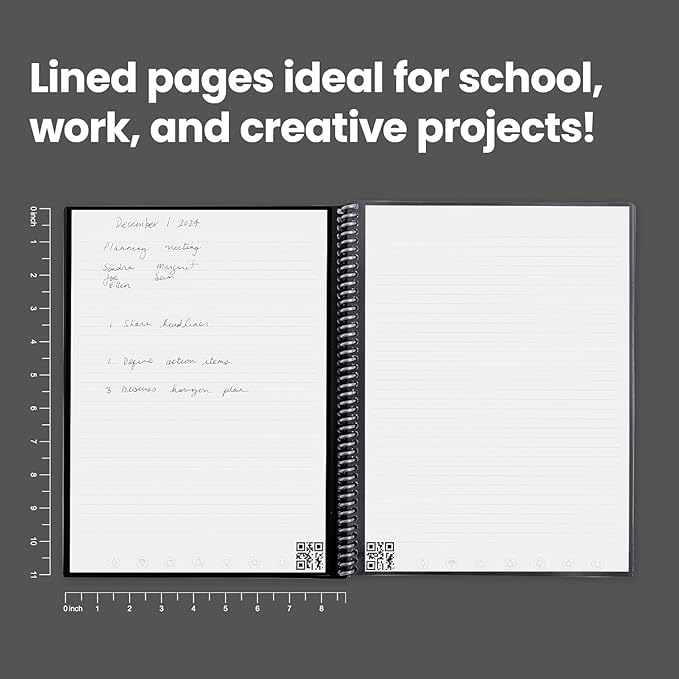 Rocketbook Core Reusable Spiral Notebook, Letter Size 8.5x11, Camo - Lined Pages, App-Connected, Erasable, Durable Cover, Ideal for School, Work, and Creative Projects