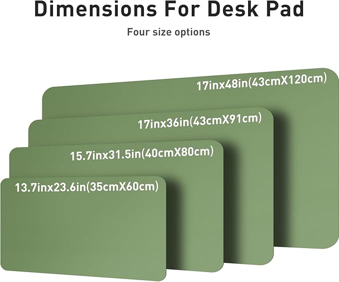 Aothia Leather Desk Pad Protector, Mouse Pad, Office Desk Mat, Non-Slip PU Leather Desk Blotter, Laptop Desk Pad, Waterproof Desk Writing Pad for Office and Home (36" x 17", Olive Green)