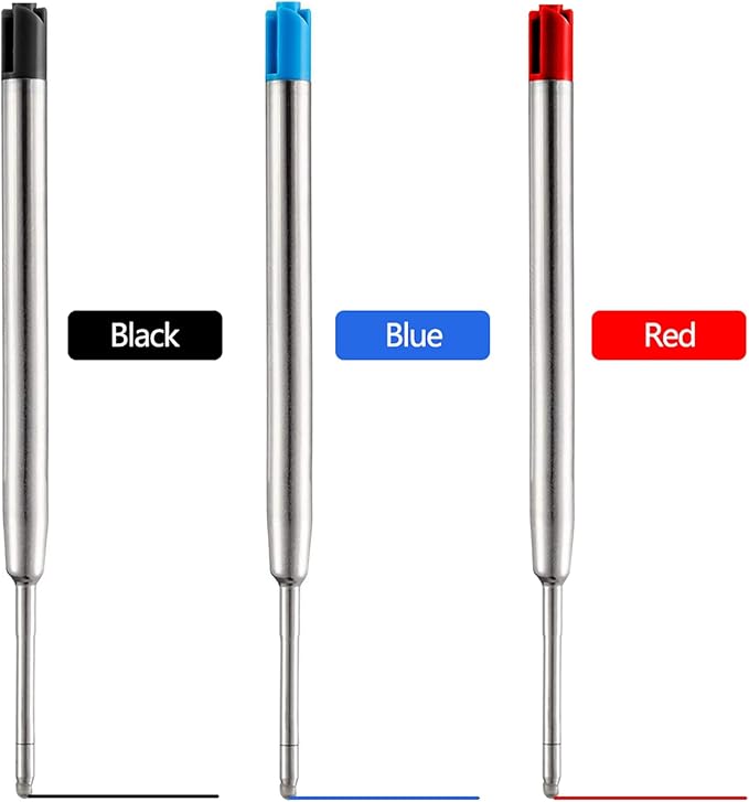 HeTaoCat Blue Ink Refill Pack of 5, Replaceable Ballpoint Pen Refills, Medium Point Metal Refil (Blue)