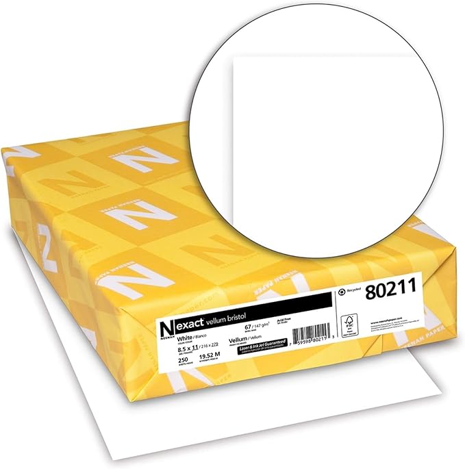 Neenah Exact Vellum Bristol Cardstock, 8.5" x 11", 67 lb/147 GSM, Blue, 250 Sheets (Pack of 1) (81328)