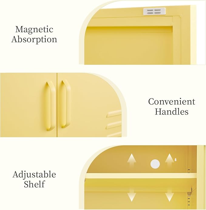 TV Cabinet,Metal Cabinet with Doors,Morden TV Stands for Bedroom,Accent Cabinets for Bedroom,Entryway,Yellow