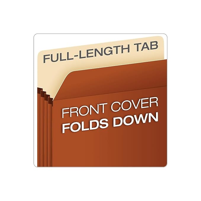 Pendaflex Expanding File Pockets, Letter Size, 5.25" Expansion, Reinforced with DuPont™ Tyvek® Material, Letter Size, Redrope, 10 Per Box (1534G-OX)