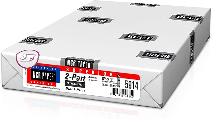NextDayLabels - Superior Carbon-less NCR, Pre Collated Paper, 500 Sheets Per Pack (8-1/2" x 11" 2 Part Straight, #5914)