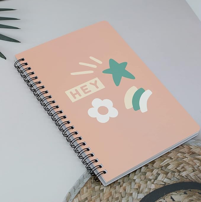 Yansanido Spiral Notebook, 4 Pcs A5 Cherry Design Hardcover 8mm Ruled 4 Color 80 Sheets -160 Pages Journals for Study and Notes (Cherry)