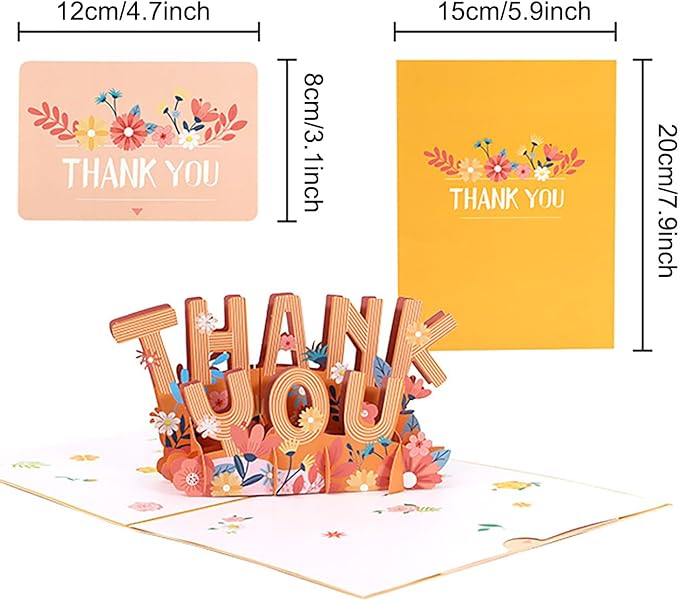 Thank You Pop Up Card, 3D Popup Thank You Gift Cards, Teacher Appreciation Card Thanks Giving Card for Parents, Friends, Colleague, Doctor