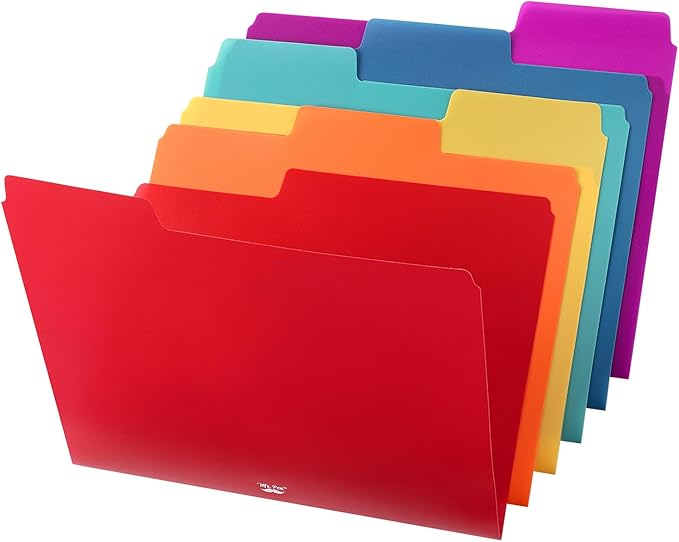 Mr. Pen- Poly File Folders, 1/3 Cut Tab, 6 Pack, Assorted Colors, Letter Size, Colored File Folders, Letter File Folders, Color Folders, Office File Folders, Office Supplies File Folders, File Folder