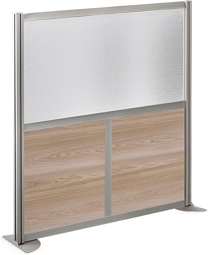 NBF Office Partitions - Cubicle Privacy Panel Wall Divider - Modern Room Separator with Quick Assembly - Indoor Laminate Free Standing Portable Room Divider Panel - 52" H x 49" W (Gray)