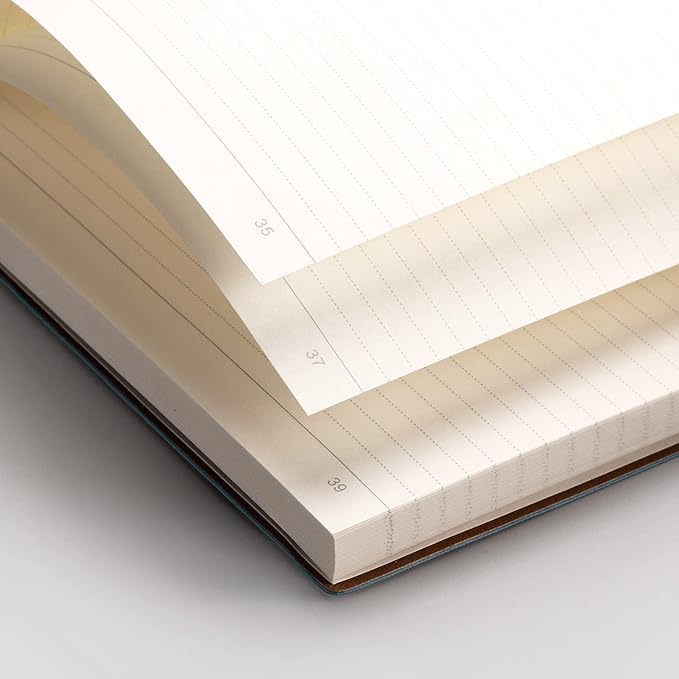 EMSHOI College Ruled Composition Notebook - Large B5 Notebook Lined Journal Leather with Free Sticky Notes, 204 Numbered Pages,100gsm Thick Lined Paper, Softcover, 7.5"x10"-LightBlue