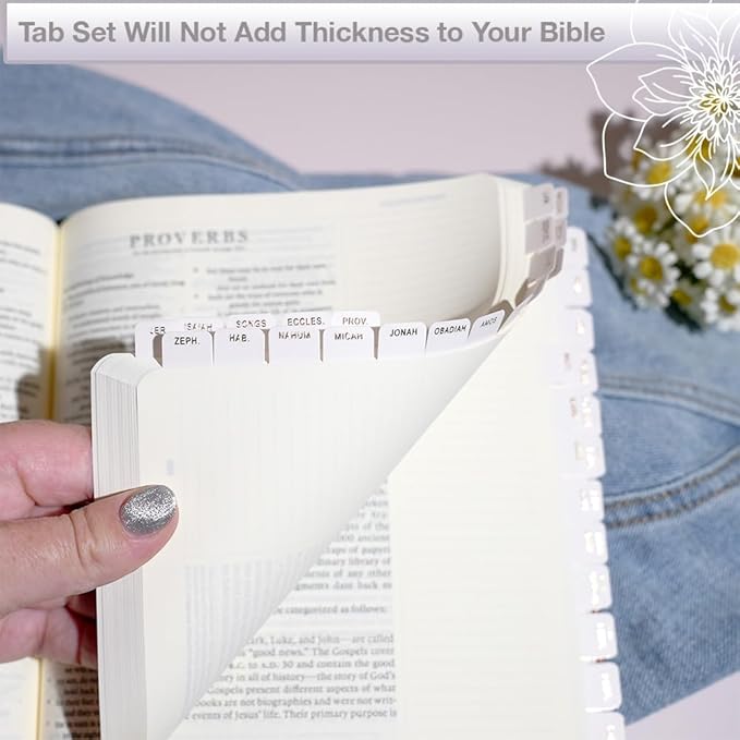 Idyllic Grace - Mini Bible Tabs, Embossed Gold Foil, Journaling, Small Bibles, Study Tool, 90 Tabs, Old and New Testament, Christian, Catholic, Apocrypha, Index Tabs, Matte Laminated - Dream