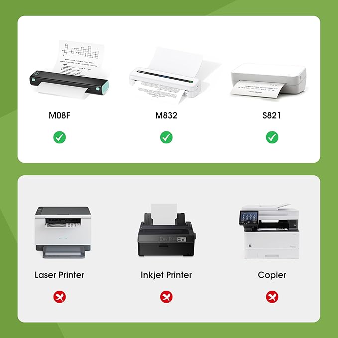 Thermal Paper, Thermal Printer Paper 8.27 x 11.69 Size, Thermal paper for portable printer Compatible with Hprt、Phomemo、Itari M08F MT800 Brother Pocket PJ763MFi Letter folded Paper 100 sheets