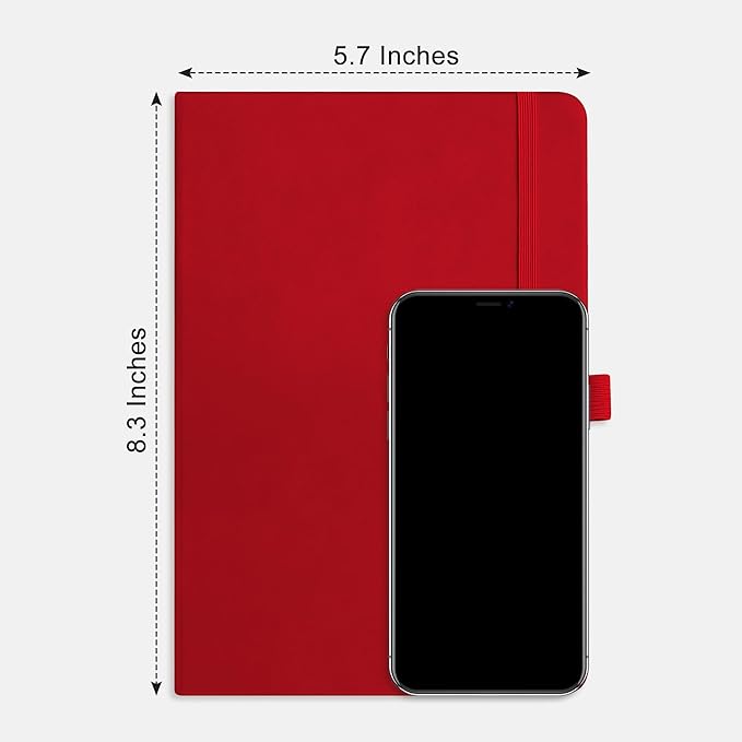 RETTACY Blank Journal Notebook, 192 Pages, A5 Medium Size (5.7'' x 8.3''), Leather Hardcover, 100 GSM Thick Paper, for Sketching, Drawing, Painting (Red)