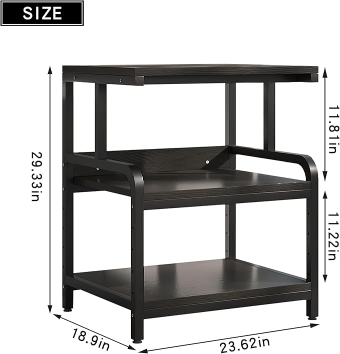 3-Tier Printer Stand with Wheels Retro Brown Printer Desk Removable and Fixed Printer Stand Rolling Cart Rack for Fax Machine, Scanner Office and Home Storage Rack