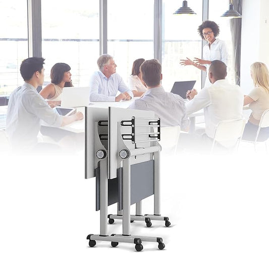 Conference Table,Folding Conference Tables Modern White Conference Room Table with Wheels, 2-10 Persons,for Office, Meeting Room (2, 1619YH, 55IN)