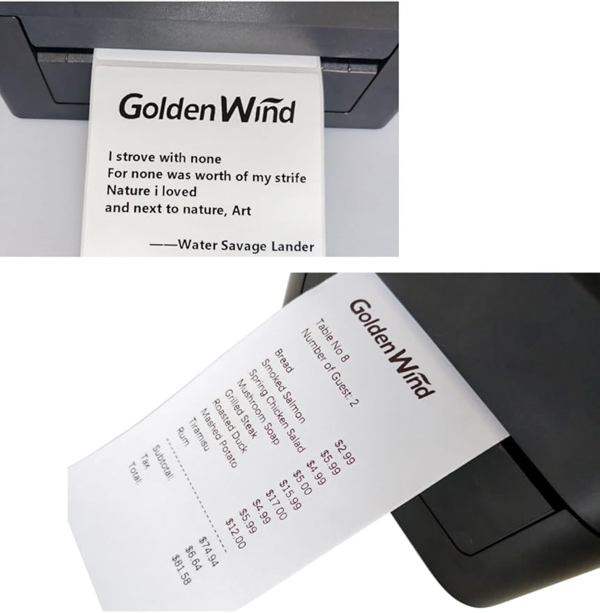 50 Rolls, GOLDEN WIND Thermal Paper Receipt Roll, 3 1/8" x 119', Premium Quality 55GSM for Cash Register/POS Thermal Printer Receipt, BPA Free White.