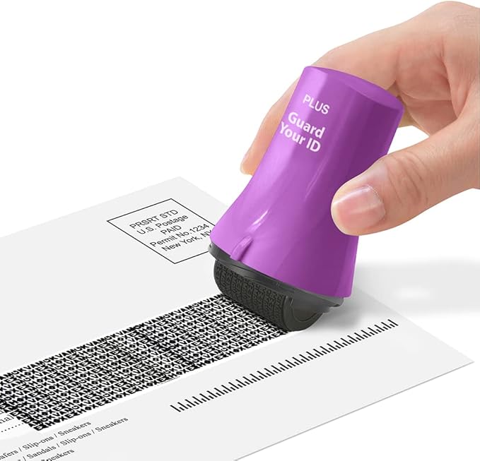 Wide Advanced Privacy Protection Roller by Guard Your ID for Bills, Mail, Address Labels (3-Pack, Purple)