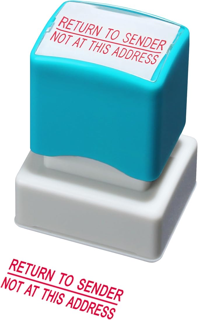 WAFJAMF Return to Sender not at This Address–Information Stamps Self Inking Rubber Stamp Red Ink Message Stamp-Medium