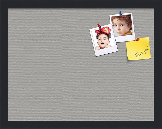 PinPix 18x14 Inch Cork Bulletin Board. This Decorative Framed Pin Board Comes with Dark Stone Design and a Satin Black Frame. Ideal for Home Office Decor or Message Board (PinPix-1808)